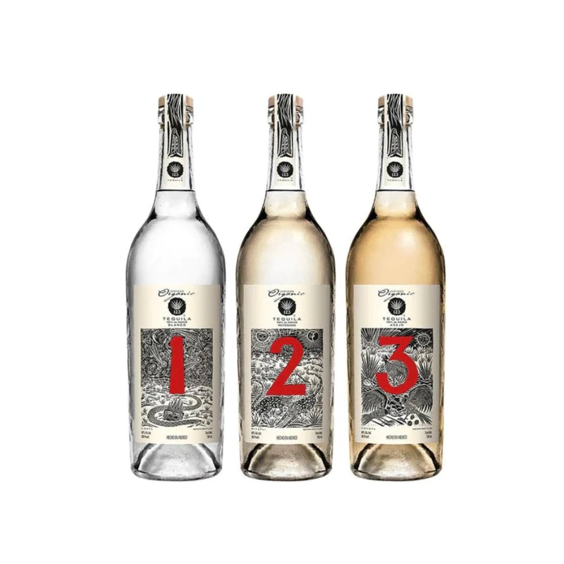 123 Organic Tequila Blanco, Reposado, Anejo Bundle